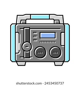 Farbsymbol-Vektorgrafik des tragbaren Stromgenerators. Zeichen des tragbaren Stromgenerators. Isolierte Symboldarstellung