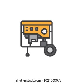 Portable power generator filled outline icon, line vector sign, linear colorful pictogram isolated on white. Electric home generator symbol, logo illustration. Pixel perfect vector graphics