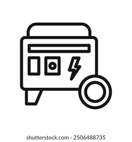 Portable power generator icon Black line art vector logo