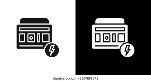 Portable power generator icon Black line art vector logo set