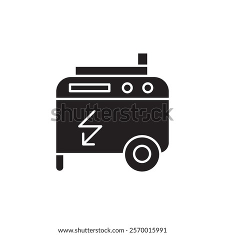 Portable power generator icon black and white vector outline sign