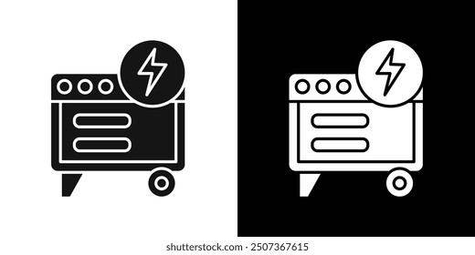 Portable power generator icon flat line symbol set.