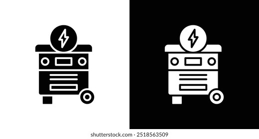 Portable power generator icon Flat fill set collection