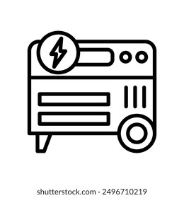 Portable power generator icon linear logo mark in black and white