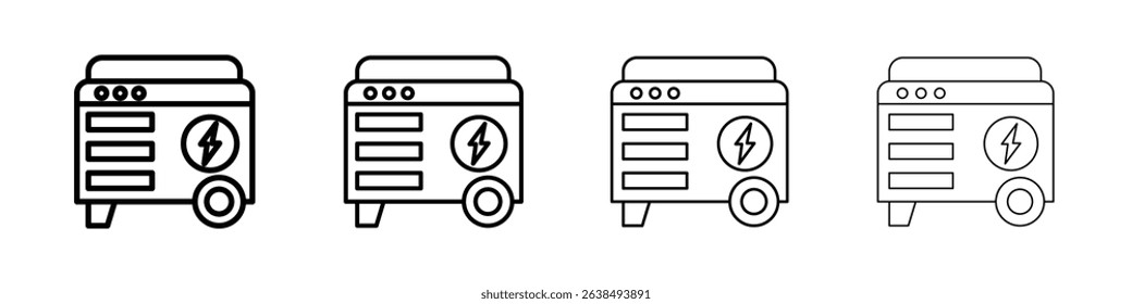 Portable power generator icon Outline sign symbol set