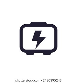 portable power generator icon, pictogram on white