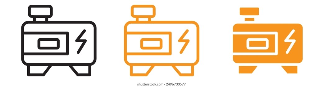 Icono de Generador de energía portátil Conjunto de Ilustraciones de energía de respaldo para uso al aire libre y de emergencia