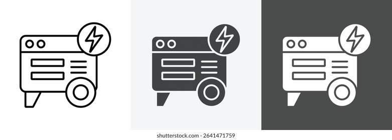 Portable power generator icon set vector art