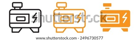 Portable Power Generator Icon Set Backup Energy Illustrations for Outdoor and Emergency Use
