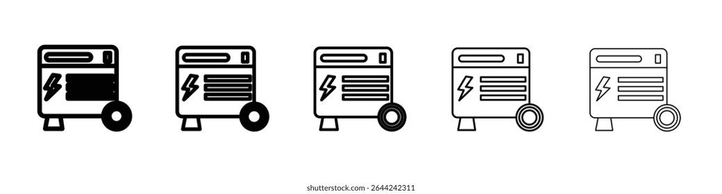Ícone do gerador de energia portátil conjunto de marca de logotipo de contorno fino