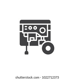 Portable power generator icon vector, filled flat sign, solid pictogram isolated on white. Electric home generator symbol, logo illustration.