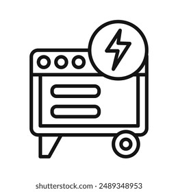 Portable power generator icon Vector symbol or sign set collection in black and white outline