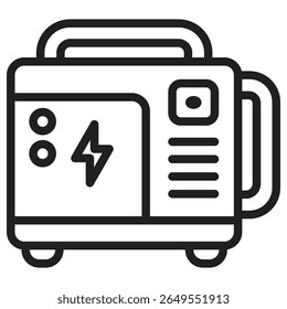 Sinal isolado de ilustração de vetor de ícone de gerador de energia portátil