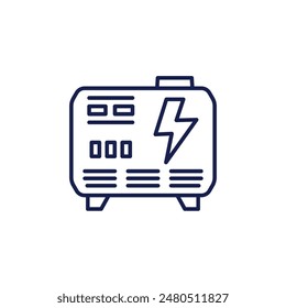 portable power generator line icon isolated on white