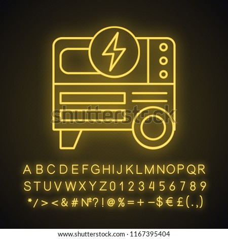 portable power generator neon light icon stock vector royalty free