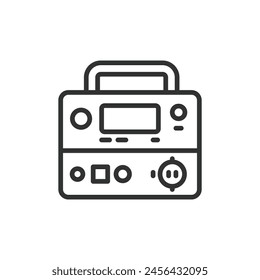 Portable power station, in line design. Portable power station, Battery pack, Charging, Mobile power, generator on white background vector. Portable power station editable stroke icon.