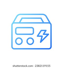 Portable power station pixel perfect gradient linear vector icon. Rechargeable device. Appliance for home, camping. Thin line color symbol. Modern style pictogram. Vector isolated outline drawing