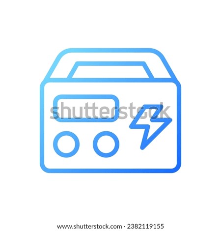 Portable power station pixel perfect gradient linear vector icon. Rechargeable device. Appliance for home, camping. Thin line color symbol. Modern style pictogram. Vector isolated outline drawing