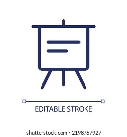 Portable presentation board pixel perfect linear ui icon. Display board for office meeting. GUI, UX design. Outline isolated user interface element for app and web. Editable stroke. Arial font used