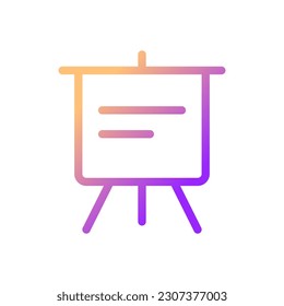 Icono de ui lineal de gradiente perfecto para píxel de tablero de presentación portátil. Pantalla para la reunión de oficina. Símbolo de interfaz de usuario de color de línea. Pictograma de estilo moderno. Ilustración de contorno aislado del vector