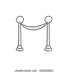 Portable protective rack with tape vector sketch icon isolated on background. Hand drawn Portable protective rack with tape icon. Portable protective rack sketch icon for infographic, website or app.