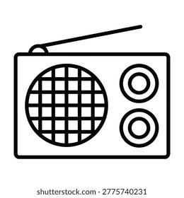 Portable radio with antenna and dial control icon portable broadcast electronic technology receiver entertainment