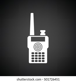 Portable radio icon. Black background with white. Vector illustration.