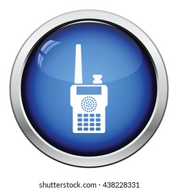Portable radio icon. Glossy button design. Vector illustration.