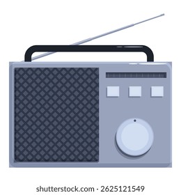 Receptor de rádio portátil transmitindo música e notícias com antena