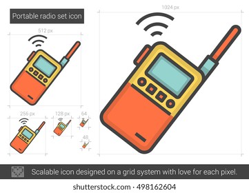 Icono de línea vectorial de conjunto de radio portátil aislado en fondo blanco. Icono de línea de conjunto de radio portátil para infografía, sitio web o aplicación. Icono escalable diseñado en un sistema de cuadrícula.