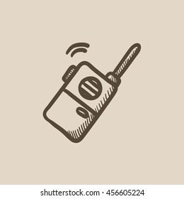Icono de esbozo vectorial de conjunto de radio portátil aislado en el fondo. Icono de conjunto de radio portátil dibujado a mano. Icono de esbozo del conjunto de radio portátil para infografía, sitio web o aplicación.