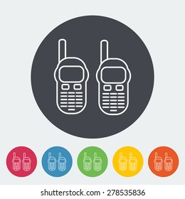 Portable radio. Single flat icon on the circle. Vector illustration.