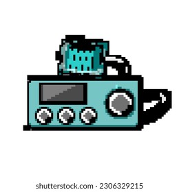 portable radio transceiver game pixel art retro vector. bit portable radio transceiver. old vintage illustration