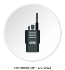 Portable radio transceiver icon in flat circle isolated vector illustration for web