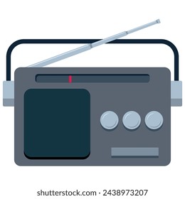 Portable radio vector cartoon illustration isolated on a white background.
