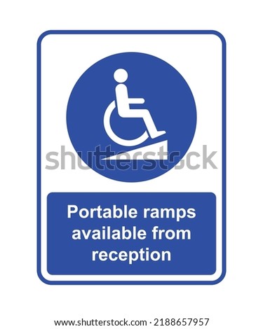Portable ramps available from reception - disabled person vector sign