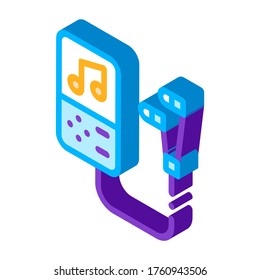 Portable Record Player With Headphones vector isometric sign. color isolated symbol illustration