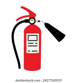 Portable red fire extinguisher isolated on white background. Fire department equipment. Vector illustration