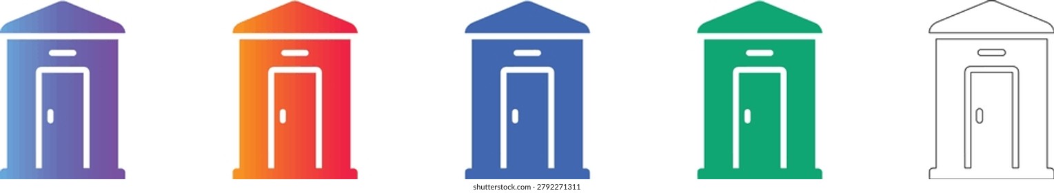 Portable Restroom Icon Set in Gradient and Outline Styles vol 1931