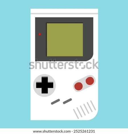 Portable retro game console. 90's handheld video game console. Flat vector illustration.