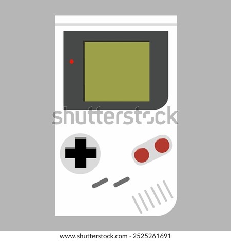 Portable retro game console. 90's handheld video game console. Flat vector illustration.