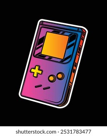 Portable retro game console. Original vector illustration in vintage style. Hand drawn, not AI