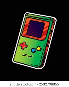 Portable retro game console. Original vector illustration in vintage style. Hand drawn, not AI