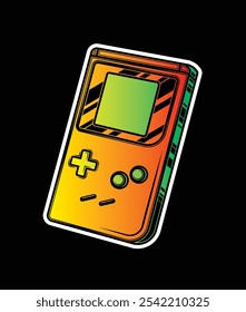 Portable retro game console. Original vector illustration in vintage style. Hand drawn, not AI