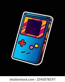 Portable retro game console. Original vector illustration in vintage style. Hand drawn, not AI