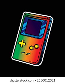 Portable retro game console. Original vector illustration in vintage style. Hand drawn, not AI