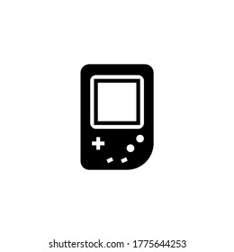 Portable retro game console vector icon in black flat glyph, filled style isolated on white background