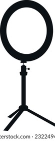 Luz de anillo portátil con señal de pie. Señales y símbolos electrónicos.