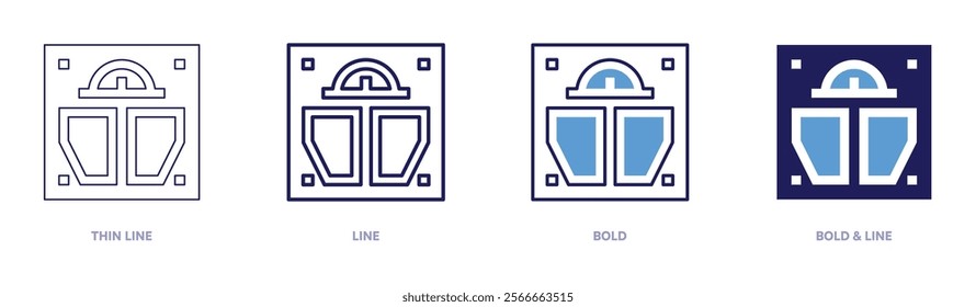 Portable scale icon in 4 different styles. Thin Line, Line, Bold, and Bold Line. Duotone style. Editable stroke.