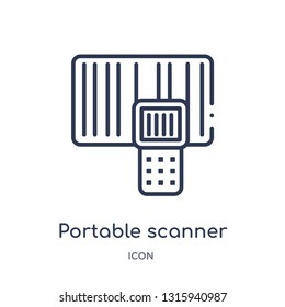 portable scanner icon from technology outline collection. Thin line portable scanner icon isolated on white background.